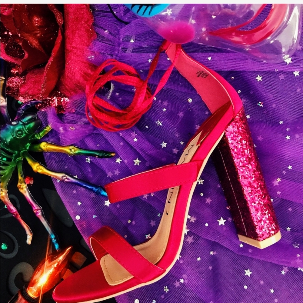 Pink Glitter Heel Sandals